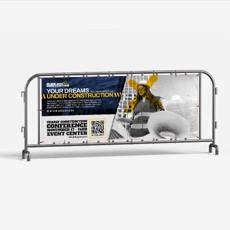 Op maat bedrukt dranghekdoek voor evenementen en outdoor toepassingen.