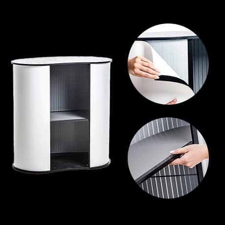 Comptoir d'exposition incurvé