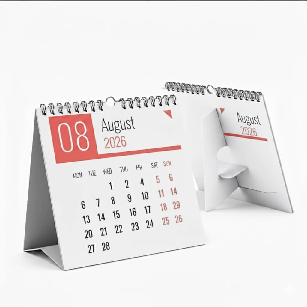 Gepersonaliseerde bureaukalender met stevige rugsteun