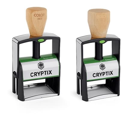 Tampon Green Line avec plaque de texte et tampon encreur