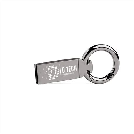 USB-stick met geïntegreerde sleutelring voor eenvoudige bevestiging en transport