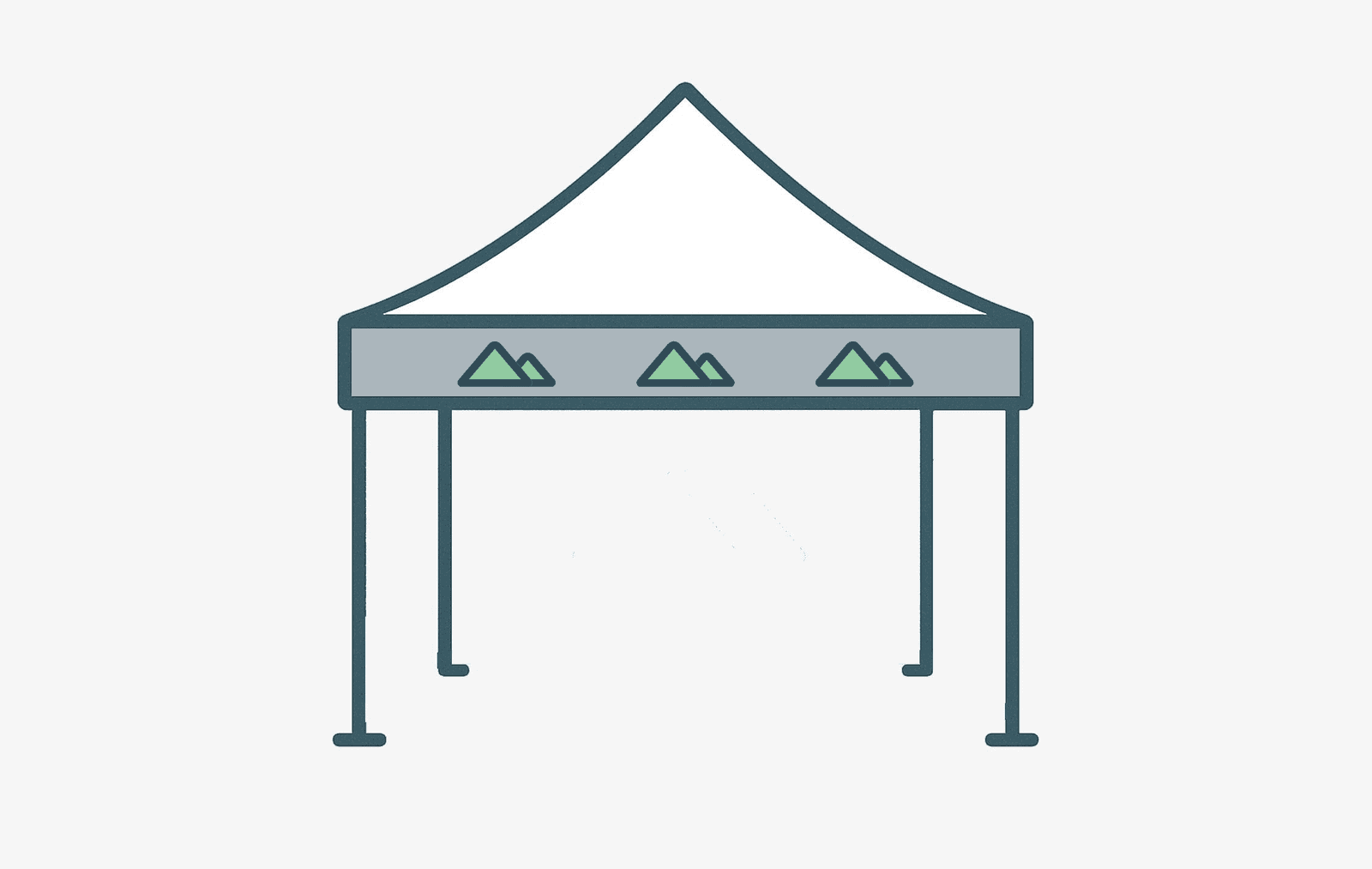 Tente de fête avec bannière de bord de toit imprimée