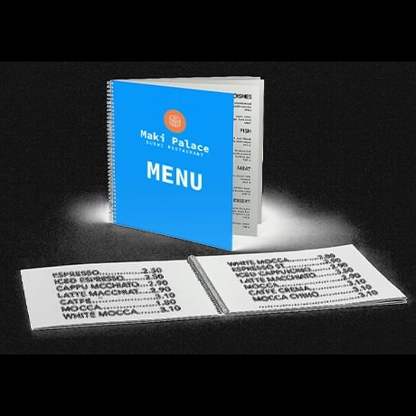 Menus avec reliure spirale